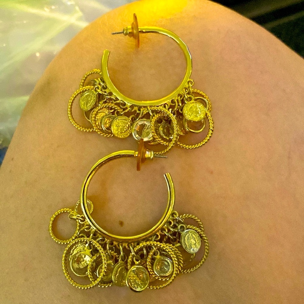 Jeweled multi-hoop pierced earrings OS